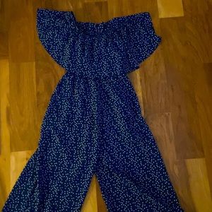 Francesca off shoulder polka off shoulder jumpsuit